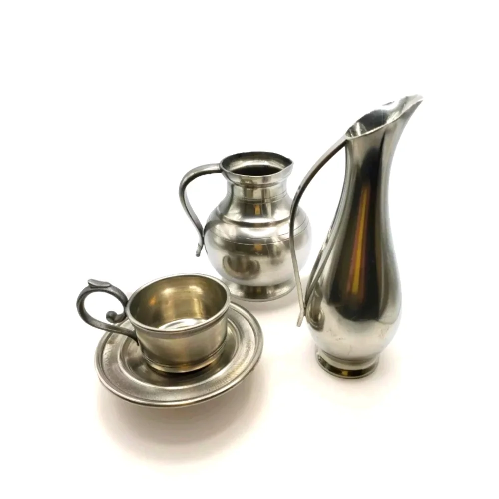 Lot of Vintage European Dutch & German Pewter. 4 Pieces.